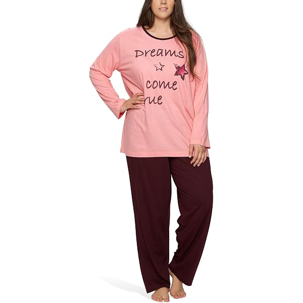 Pyjama Femme 2 Pièces En Coton Doux - Haut Manches Longues à Boutons + Pantalon Taille élastique - Pour La Maison, Nuit, Détente - Taille S à XL