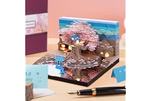 Auniq 2026 Calendrier de Bureau 3D Bloc Notes avec lumière LED, 3D Arbre Calendrier Hebdomadaire 2026 Pièce de temps Calendriers DIY Papier Sculpture d'artisanat d'art Cadeau pour Noël Nouvelle Année