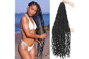 BLUONASI 30 Inch New Soft Locs Crochet Hair 6 Packs Natural Color Faux Locs Crochet Braids Hair Pré-bouclés Déesse Locs Soft Dreadlocks Crochet Locs Braiding Hair