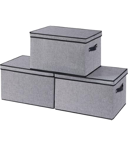Sacs De Rangement Sous Lit YheenLf - Lot De 2, 60x30x15cm, Gris, Avec Poignées Et Fermeture éclair