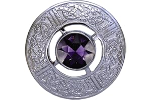 IMPERIAL KILT PRODUCTS Scottish Kilt Fly Plaid Brooch Thistle Crest 3” Inch Silver Finish Kilt Brooch Pins for Men and Ladies Scarf Brooch Red, Green, Blue, Tartan Sash, Shawl, Women Brooches, Celtic Knot Brooches & Pin 8cm