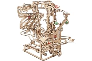 UGEARS Puzzle 3D Marble Run Chain - Cadeau de fête des pères Puzzles en Bois 3D créatifs pour Adultes avec Moteur à élastique Kit de modèle en Bois Marble Run Chain - Puzzle en Bois Unique Puzzles 3D