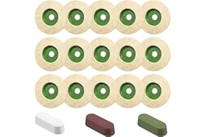 Yauhar 18Pcs 4 Inch Wool Felt Disc Wheel Pad with Buffing Polishing Cutting Compounds Set, 5/8”Arbor Polish Wheel for Metal Marble Stone Furniture Car