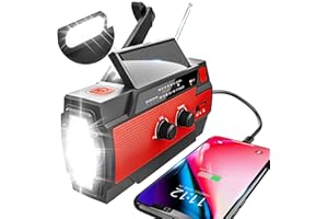 YIKANWEN Radio Solar, Radio Am/FM, portátil, USB, con batería Recargable de 4000 mAh y Dinamo de manivela para Camping, Viajes (Rojo)