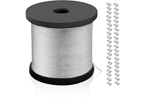 CERSATY ADNEWX Cable Acier 40M 2mm Cable Métallique Gainé de PVC avec 40 Pcs Manchons de Sertissage pour Porteur Intérieur et Extérieur Rideaux Jardin Rambarde