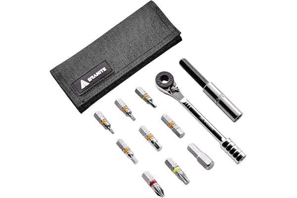 Granite Rocknroll Kit d'outils de Vélo à Cliquet Mini avec 9 Embouts d'outil, Tige d'xtension (Noir)