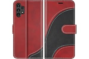 BoxTii Hülle für Galaxy A13 4G, PU Leder Handyhülle für Samsung Galaxy A13 4G, Ledertasche Klapphülle Schutzhülle mit Kartenfächer und Magnetverschluss, Rot