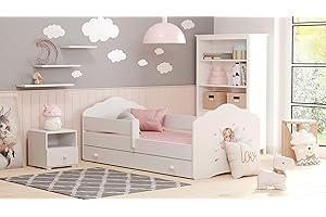 KOBI Cama para Niños con Colchon y cajón FALA | 160 x 80 cm | Camas Infantiles Blanco | Cama Niño | Cama Pequeña Niña | para Chica o Chico | Muebles Camas Infantiles | Habitación Juvenil