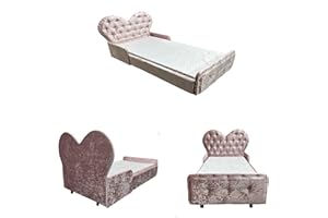 NIGHT HAVEN Toddler Kids Bed | Anti Fall Cushioned Safety Guardrails | Crushed Soft Velvet Material | Foam Mattress Included | Complete Junior Bedding Sleep Set (Pink)