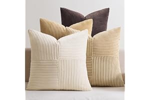 EMEMA Zestaw 4 poszewek na poduszkę z aksamitnego szambrianu, patchwork, 40x40 cm, dekoracyjne poszewki na poduszkę, do sofy, fotela, do domu, sypialni, seria kawowa