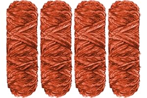 YCFAN Crochet Yarn Chunky Yarn for Crochet Chunky Wool for Knitting 100g Balls x 4 Chenille Yarn Wool for Crochet Kits for Beginners Adults for Handmade Crafts Hats Blankets Scarves(Orange, 4pcs-400g)