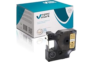 specmark Compatible avec DYMO D1 45023 Ruban encreur 12 mm x 7 m Noir sur or (S0720630) Compatible avec DYMO D1 pour imprimante LM Label-Manager LP Label-Point LW Label-Writer DUO