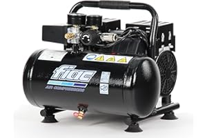 FIAC Compressore d'Aria Portatile Silenzioso SUPERSILENT 6, Oil Free, Pressione Massima 8 Bar, 1 Hp, Serbatoio 6 Litri, Rumorosità 58 dB LpA