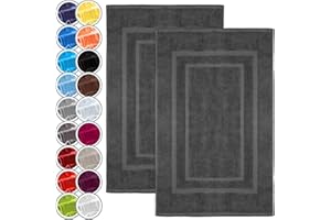 NatureMark Alfombrillas de baño en Paquete de 2 Unidades, 100% algodón, 50 x 80 cm, Alfombrillas de Ducha en Paquete Doble, Color: Gris Antracita