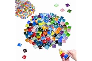 GWAEPU 1000g Bunte Mosaiksteine zum Basteln: 1 × 1 cm Glasmosaiksteine Quadratische Bunte Kristall-Mosaik-Fliesen Mosaik Steine für DIY Kunsthandwerk Basteln Fotorahmen (Farbmischung)