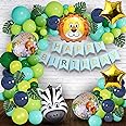 Party Propz Jungle Theme Birthday Decoration - 64Pcs Animal Theme Birthday Party Decorations Boys Girls | Animal Foil Metallic Balloons for Birthday | Jungle Safari Theme Birthday Decoration Items