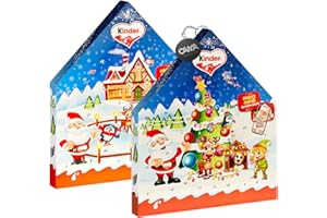 Kinder Calendario dell'Avvento Maxi Chalet 2024 con Kinder Sorpresa, Kinder Cereali, Cioccolato, Figura Cava, Shokobons 351g con Portachiavi CAIYA®