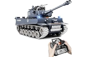 SUPDEX Carro Armato Telecomandato Tiger I, 1/18 Serbatoio Telecomandato che Spara, 2.4GHz Carro Armato Radiocomandato, Con Suoni Realistici e Luci, Veicolo Militare RC per Adulti e Bambini che Spara BBS
