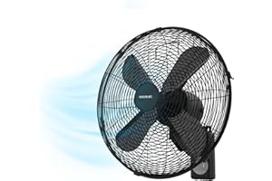 Cecotec - Ventilatore da Parete con controllo EnergySilence 4500 Power Wall Control Black, 50W, Diametro 30cm, 4 Pale Aerodinamiche, Display LED, 3 Velocità, Timer fino a 8h, Oscillazione Automatica