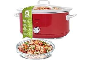 ‎TURBOTRONIC BY Z-LINE TurboTronic/Slow Cooker / 6,5 L/rot/weiß, hellblau/weiß, schwarz/Schongarer mit Warmhaltefunktion, Dampfgarer, Schmortopf, Gartopf, Sous Vide Garer, Retro-Look hellblau (Red)
