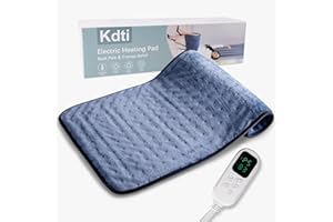 KDTI Heat Pad, Electric Heating Pad for Back Shoulder Neck, Fast Heating Technology, 6 Heat Level and 4 Timer Setting, Auto Shut Off, Ultra Soft Machine Washable