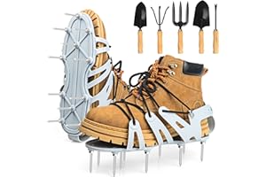 Yuepin Lawn Aerator Shoes, Garden Grass Aerator Spiked Sandals with Garden Tool Set, Upgraded Shoelace Lawn Aerator Spike Shoes, Soil Yard Aerator Tool