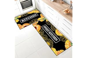 SHUAIG 2 pieces kitchen rug sets kitchen mats,PVC Comfort Kitchen Floor Mat Anti Fatigue Kitchen Mat Set Absorbent For Home Indoor Outdoor (Style B, 40x120+40x60 cm)