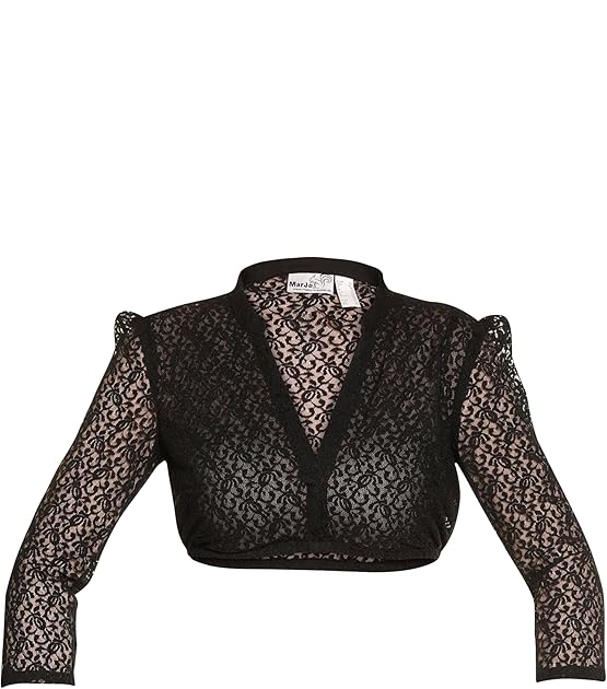 Dirndlbluse Dilana Linda schwarz Creme Spitze v-Ausschnitt