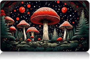 CAPAUNVDA for MTG Game Playmat, for Magic TCG Rubber Play mat,Tabletop Card Playmats with Smooth Surface,Trading Card Inked Game Mat,Battle Game,Forest Red Musnroom