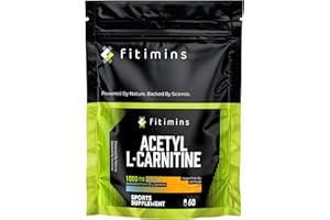 Acetyl L-Carnitine 1000mg | Amino Acid Sports Performance Supplement | Natural Energiser Supporting Weight Loss, Metabolism, Energy & Focus | 60 Vegan Capsules | 1-Month Supply | Fitimins