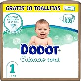 Dodot Baby Diapers Total Care Size 1 (2-5 kg), 105 pcs + 10 Wipes | Gentle protection for baby's skin, includes 10 Aqua Pure