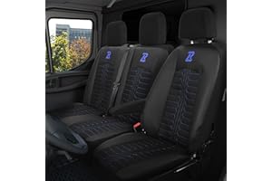 LUCARO Sitzbezüge Auto für Mercedes Sprinter 3 ab 2018 - Sitzbezügesets 1+2 - Auto Sitzbezüge Schwarz blau - Mercedes Sprinter Sitzbezug - Mercedes Sprinter Sitzbezug