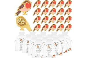 KKLOLAI Robin Gifts Memorial Pins Bulk Robin Lapel Pin Badge Brooch Sympathy Remembrance Memorial Gifts for Loss Loved Ones, Funeral Favor with Prayer Cards and Organza Bags