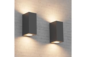 Aipsun 2-częściowy ciemnoszary GU10 Lampa ścienna, aluminiowa lampa ścienna, IP65, GU10 górna i dolna lampa ścienna, nadaje się do ogrodu, balkonu (bez żarówki)