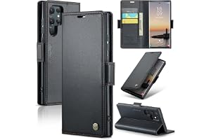 Rerzoiro fodral för Samsung Galaxy S24 Ultra, premium PU-läder telefonfodral med RFID-blockering, ställ, kortplats, magnetisk