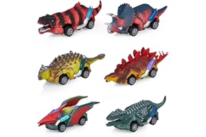 Sarsumir Voiture Jouet Dinosaure pour Enfant 6 Pièces Voiture de Dinosaure Jouet Enfant Pull Back Voiture pour 3 4 5 6 Ans Garçon Fille, Couleur Profonde