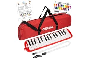 CASCHA Melodica con custodia e boccaglio, Strumento per bambini e principianti, Rosso