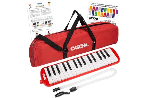 CASCHA Mélodica avec Étui et Embouchure, Instrument pour Enfants et Débutants, Rouge HH 2059