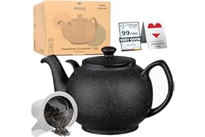 Teekanne Liverpool mit Siebeinsatz Schwarz max.1,6 L hochwertiges Steinzeug von URBAN LIFESTYLE Teapot, Teekanne die tropffrei ist. Tea Pot