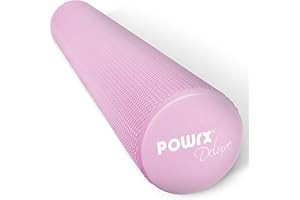 POWRX- Rouleau de yoga/de pilates/de mousse/de mousse/entraînement des fascias/rouleau d'auto-massage 45 cm ou 90 cm x 15 cm (Rose, longueur: 90 cm)
