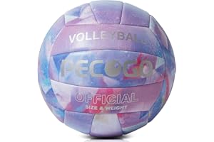 PECOGO Volleyball Size 5 PU Leather Soft Indoor Outdoor Purple Volleyballs Sports Training Game Play Ball for Beginner, Teenager, Adult, 8.2