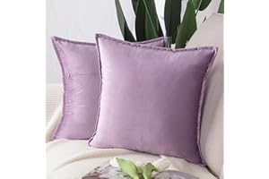 Madizz Lot de 2 Doux Velours Décoratif Housses de Coussin Luxe Style pour canapé Chambre Violet 40 x 40 cm