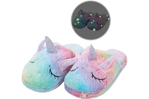 WAFUNNE Unicorn Slippers for Kids Glow in the Dark Girls Boys Luminous Indoor Slip-On Shoes