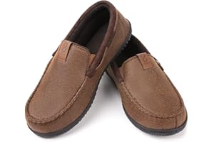 Zizor Pantoufles pour homme en daim - Avec semelle en caoutchouc antidérapante - Pour l'intérieur et l'extérieur