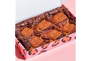 Cake or Death Lotus Biscoff Brownie Box with 10 Brownies | Letterbox Friendly Gooey Chocolate Brownies | Delicious Brownie Gift Box | Ultimate Food Gifts for Brownie Lovers |