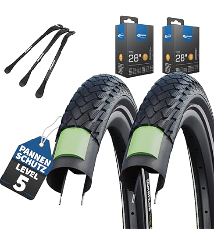 Set van 2 Schwalbe Marathon Plus fietsbanden 28 inch (40-622) Reflex Selecteerbaar met binnenbanden 3 MSZweirad metalen fietsbandhendels E-Bike (28 x 1,50 (40-622), zonder binnenbanden