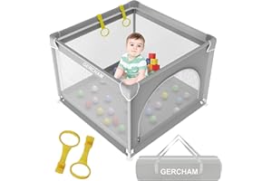 GERCHAM Parco Bebe 90 x 90 cm, piccolo box per bambini pieghevole con porta di sicurezza traspirante antiscivolo portatile da 0 a 6 anni parco bambini adatto per interni ed esterni parchi
