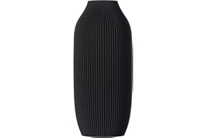 ‎3D VASE 3D Vase Dekovase Stella XL 38cm Bodenvase Schwarz Deko Vase Pampasgras Trockenblumen