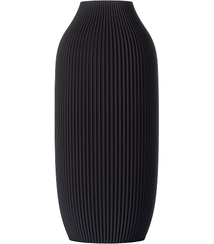 Vaso ceramica petalo nero opaco cm 18x16xh44