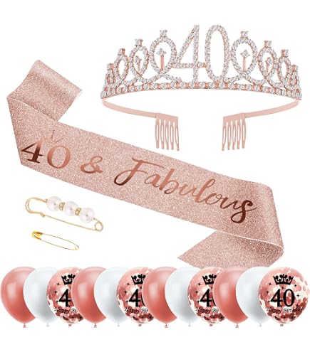 JKJF 21. Geburtstag Set – Schärpe & Strass-Tiara, Roségold, Für Frauen, Geburtstagsdeko & Geschenk